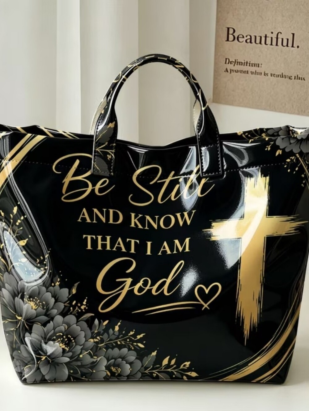 Christian Inspiration Large PVC Daily Commute Tote Bag